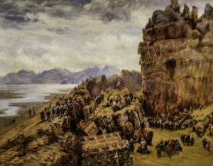 Icelandic Viking Democracy,1897 Painting by Collingwood "Thingbrekka at Thingvellir" (British Museum)