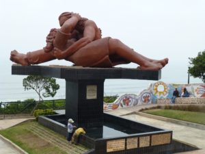 Peru coast, Lima, Peru, Love sculpture, El Beso. Love Park