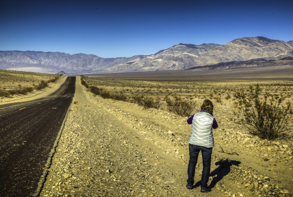 The long lonely and empty Hwy-178 in the Panamint Valley on the road to Death Valley National Park