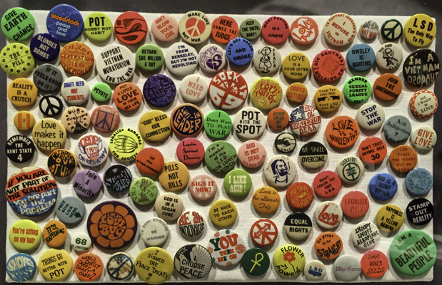 '67 Summer of Love Buttons exhibit at the DeYoung, San Francisco, CA