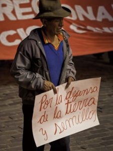 "For defense of the land and seeds", protest against Monsanto transgenic plants in Cusco, Peru