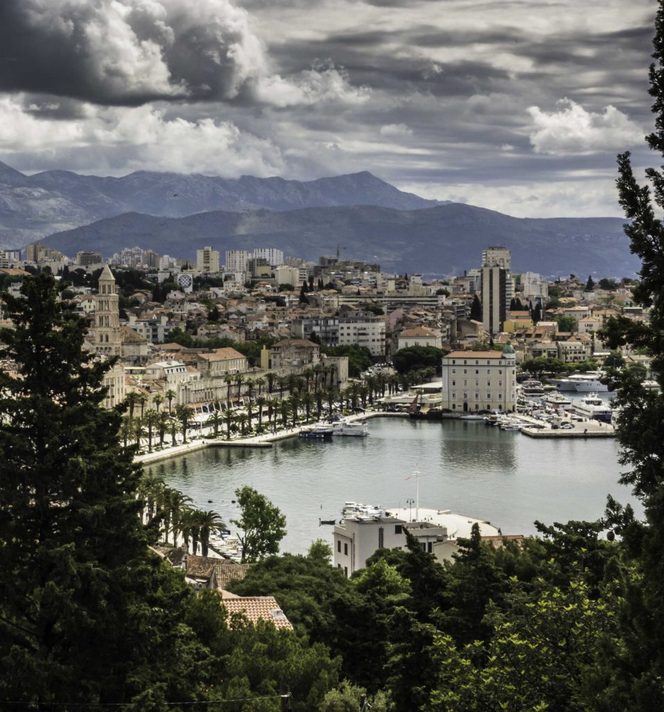 View of Old Town Split and Riva Harbor from Marjan Park, Split, Croatia, Croatia Islands Cruise