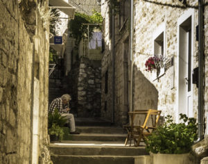 Cobblestone stairs of Hvar's Old Town, Hvar Island, Dalmatian Islands, Aegean Sea, Croatia, Katerina Lines cruise, Croatia Islands Cruise