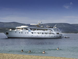 Anchored at the Golden Horn Beach, Brac Island, Croatia, Dalmatian Islands, Aegean Sea, Katerina Lines cruise, Croatia Islands Cruise