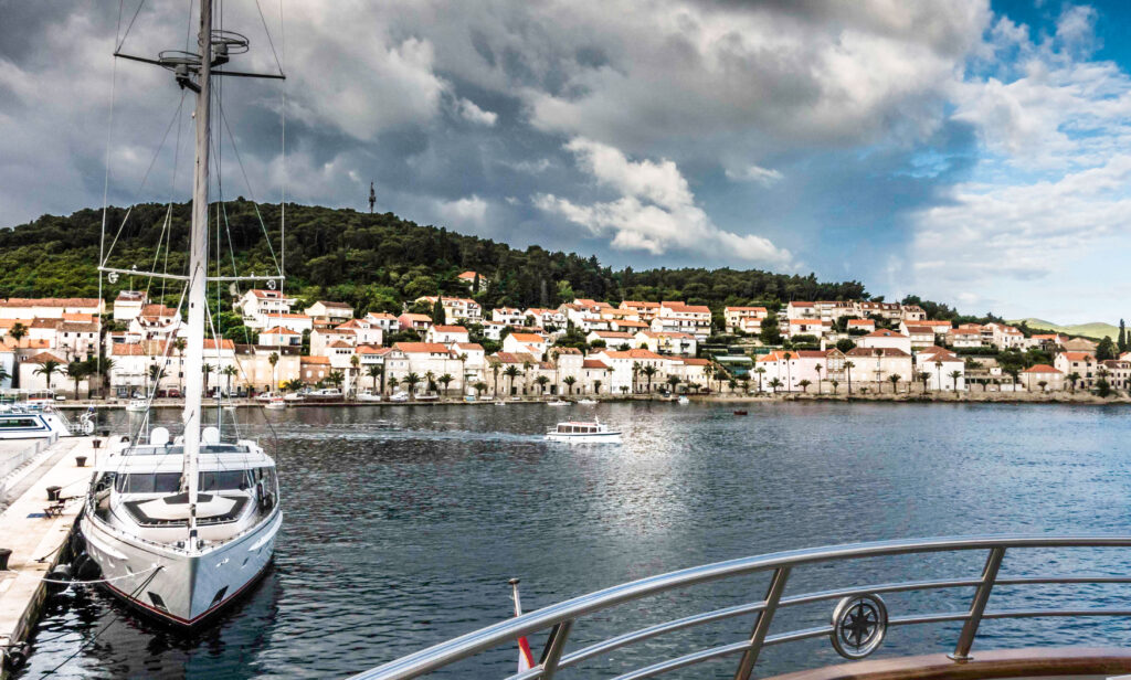 Departing Korcula Harbor, Korcula Island, Dalmatian Islands, Aegean Sea, Croatia, Katerina Lines cruise, Croatia Islands Cruise