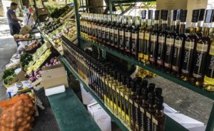 Local olive oil selection at the farmer's market, Bol, Brac island, Croatia, Crusing the Dalmatian Islands with Katarina Lines, Croatia Islands Cruise