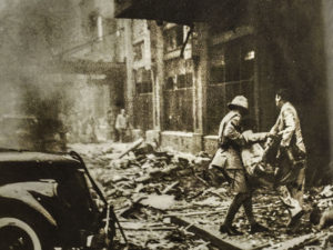 Accidental bombing of the Cathay Hotel in 1937, Shanghai, China