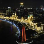 The Shanghai Bund as viewed from the Vue Bar at the top of the Hyatt Hotel, Shanghai, China