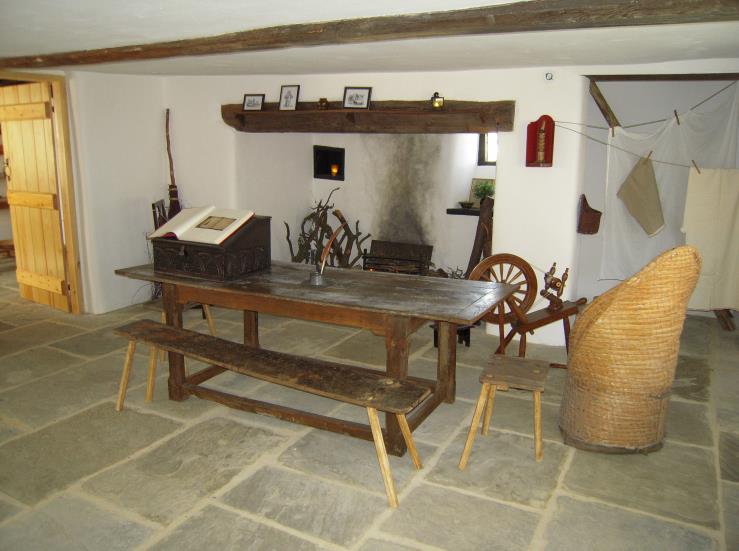Restored interior of John Clare Cottage, Helpston