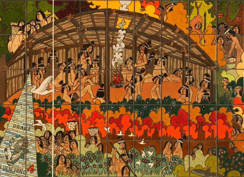 Rumsien willow and tule community meeting place, Monterey Mural, Monterey, California