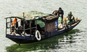 Fishing sanpan on the Yangtze River, Chongqing, China, Three Gorges Cruise