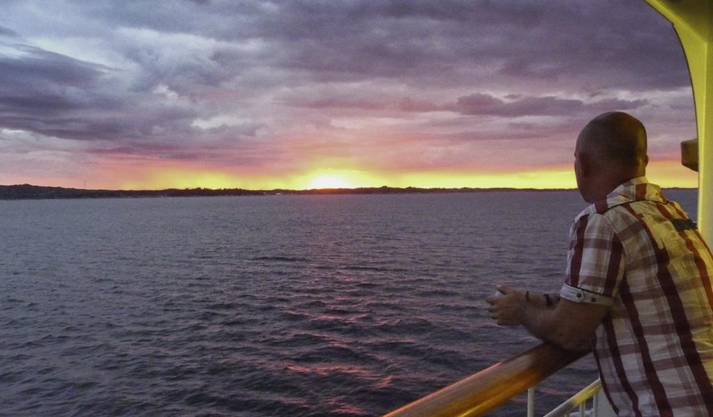 Hurtigen cruise on Midnatsol, sunset, Norway