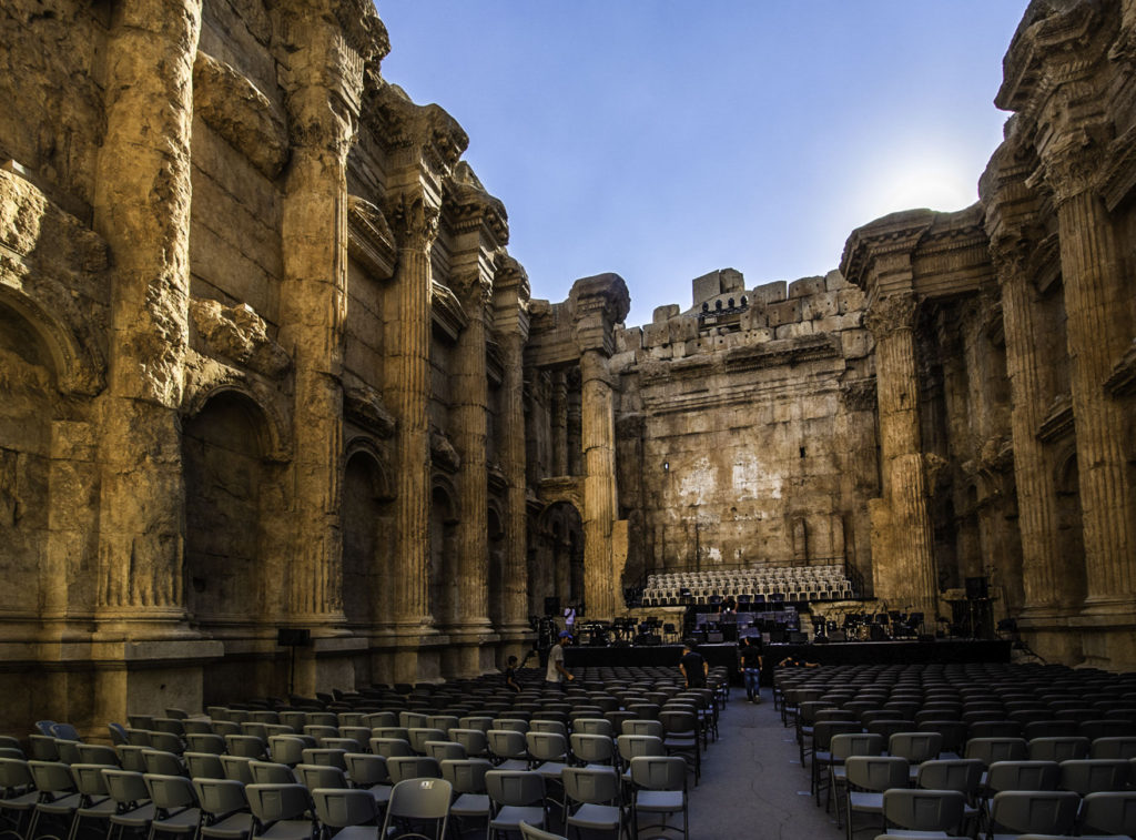 Inside the Temple of Bacchus in Baalbek, Bekaa Valley, Lebanon