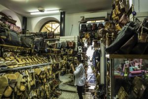 Leather shop in the Plaka, Athens, Greece