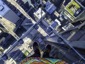 Willis Tower view from The Ledge, Chicago, Illinois