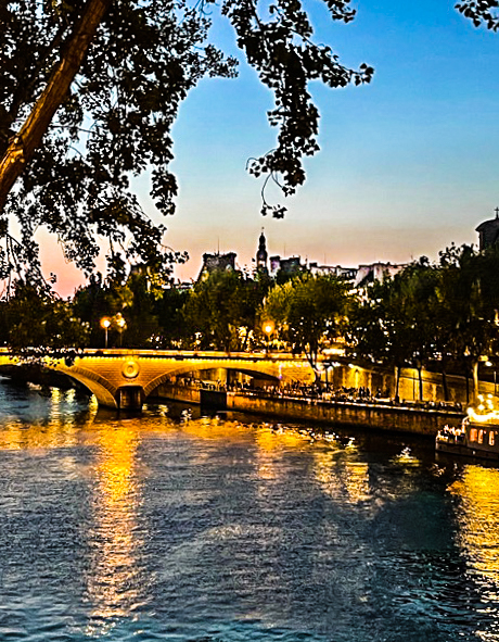 The Seine at night, Paris, France