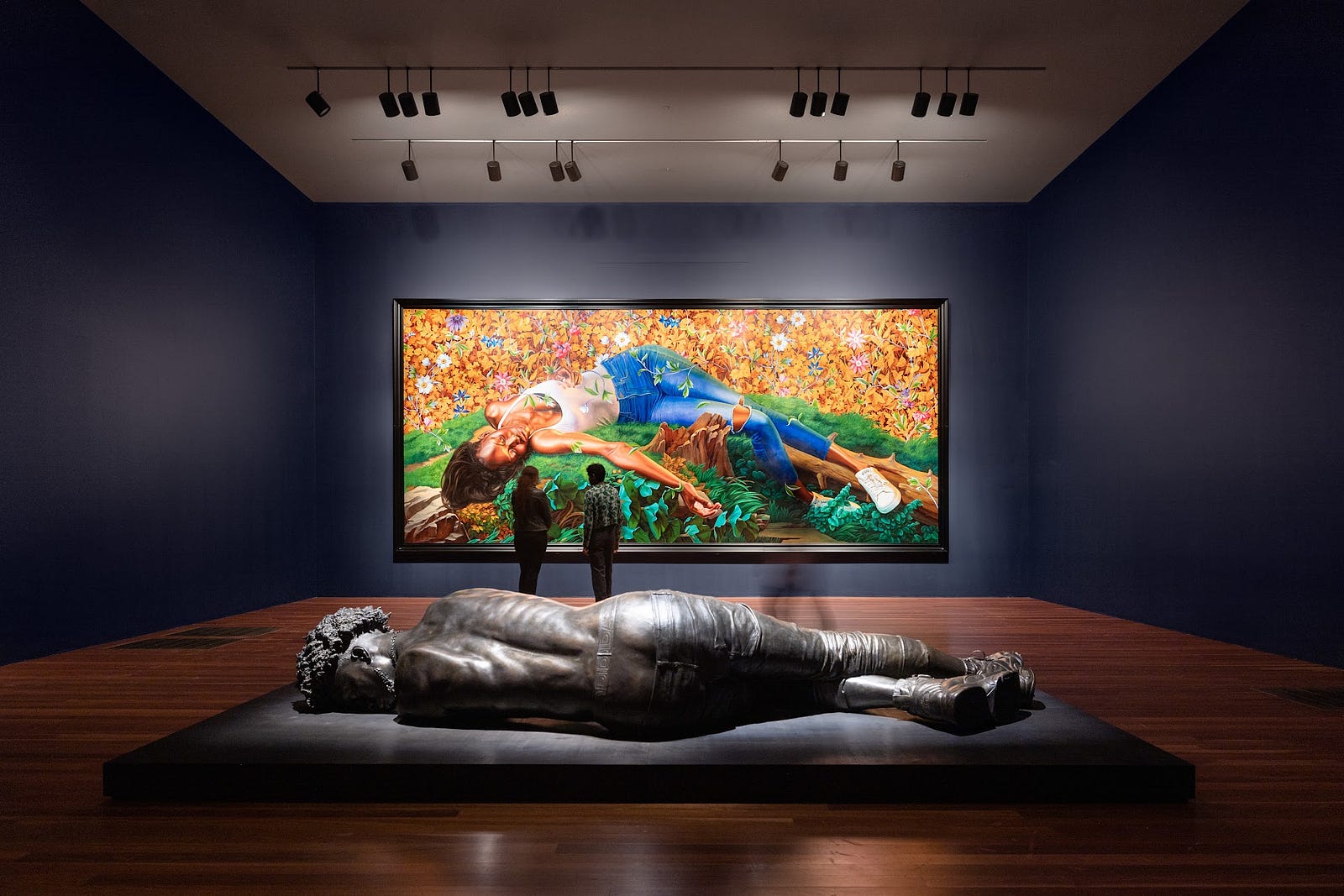 Installation view of ‘Kehinde Wiley: An Archeology of Silence’, de Young Museum, San Francisco, 2023. Photo by Gary Sexton. Courtesy of the Fine Arts Museums of San Francisco