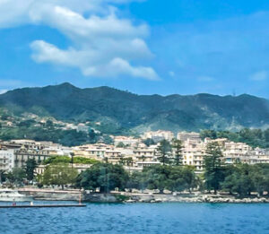 Calabria Coast and Port seen from the Sicilian ferry to Rome