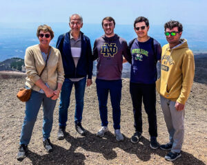 Our group on Mt. Etna: 3 college students and a Danish couple 