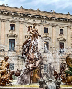 Fountain Archidmede, in Ortygia, Syracuse, Sicily, Italy
