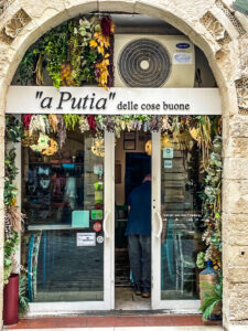 Entrance to a Putia restaurant, Syracuse, Sicily, Italy