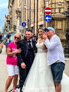 Wedding on the street in Quattro Canti, Palermo, Sicily, Italy