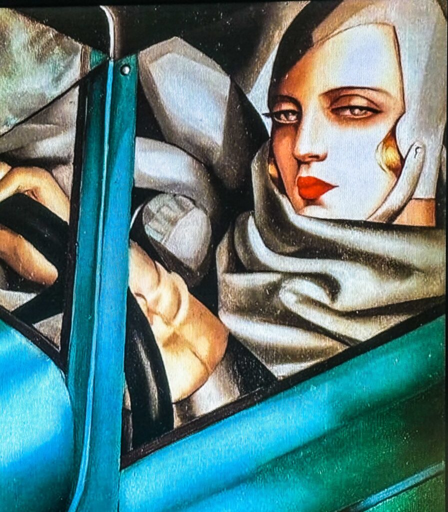 Portrait of Lempicka in a Green Bugatti, Art Deco Portraitist Tamara de Lempicka, exhibit at the DeYoung museum, San Francisco, California