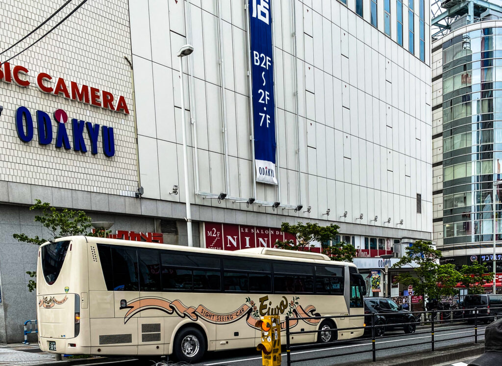 Tour bus in Akihabara district, Tokyo, Japan