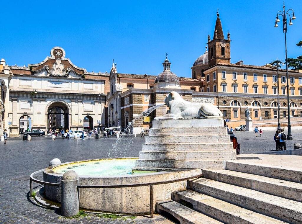 Caravaggio Trail, Piazza del Popolo, Rome, Italy