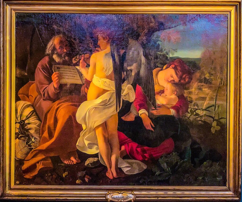 The Rest on the Flight to Egypt, Caravaggio. Galleria Doria Pamphilj, Caravaggio Trail, Rome, Italy