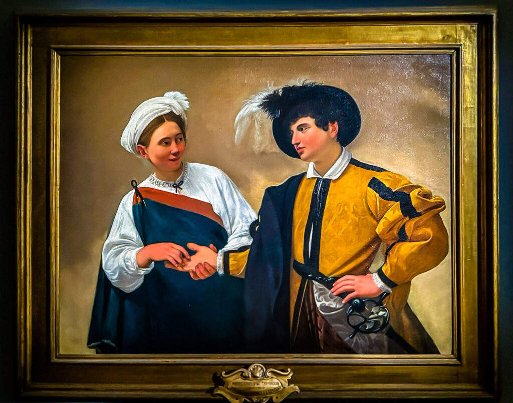 The Fortune-Teller, Caravaggio. Capitoline Museums, Caravaggio Trail, Rome, Italy