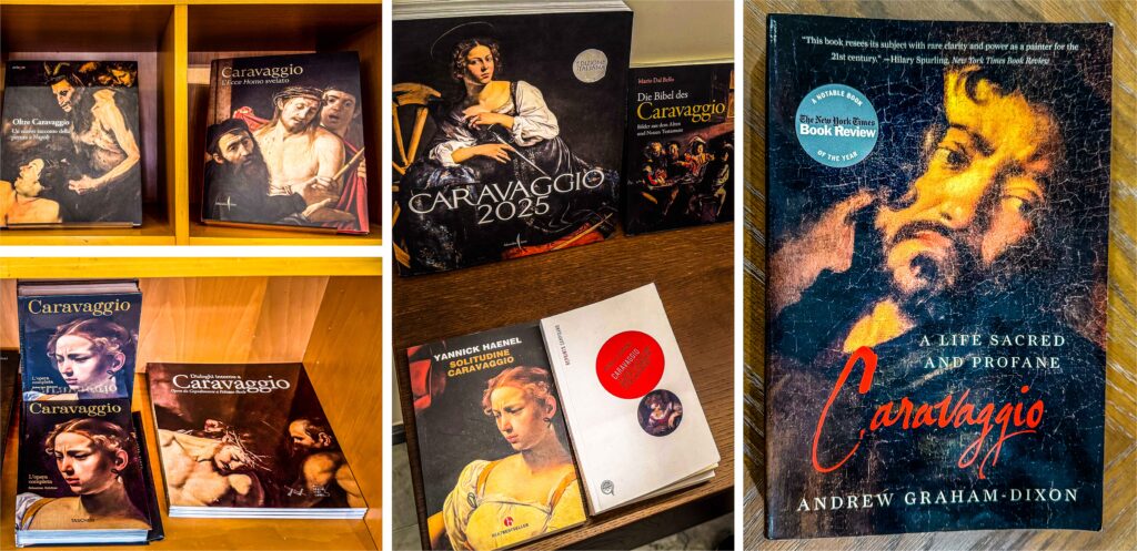 Roman bookshops and the best recent biography of Caravaggio, by Andrew Graham-Dixon, Caravaggio Trail, Rome, Italy